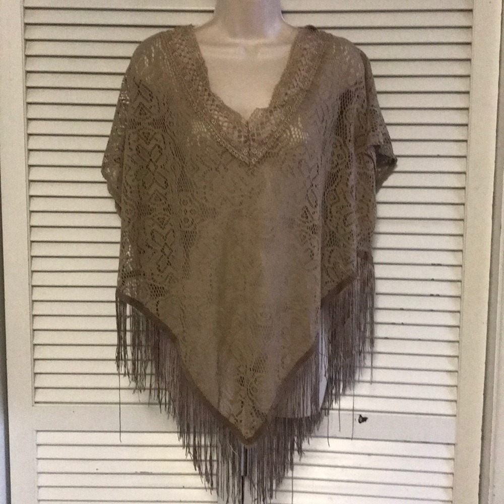 Brown fringe top